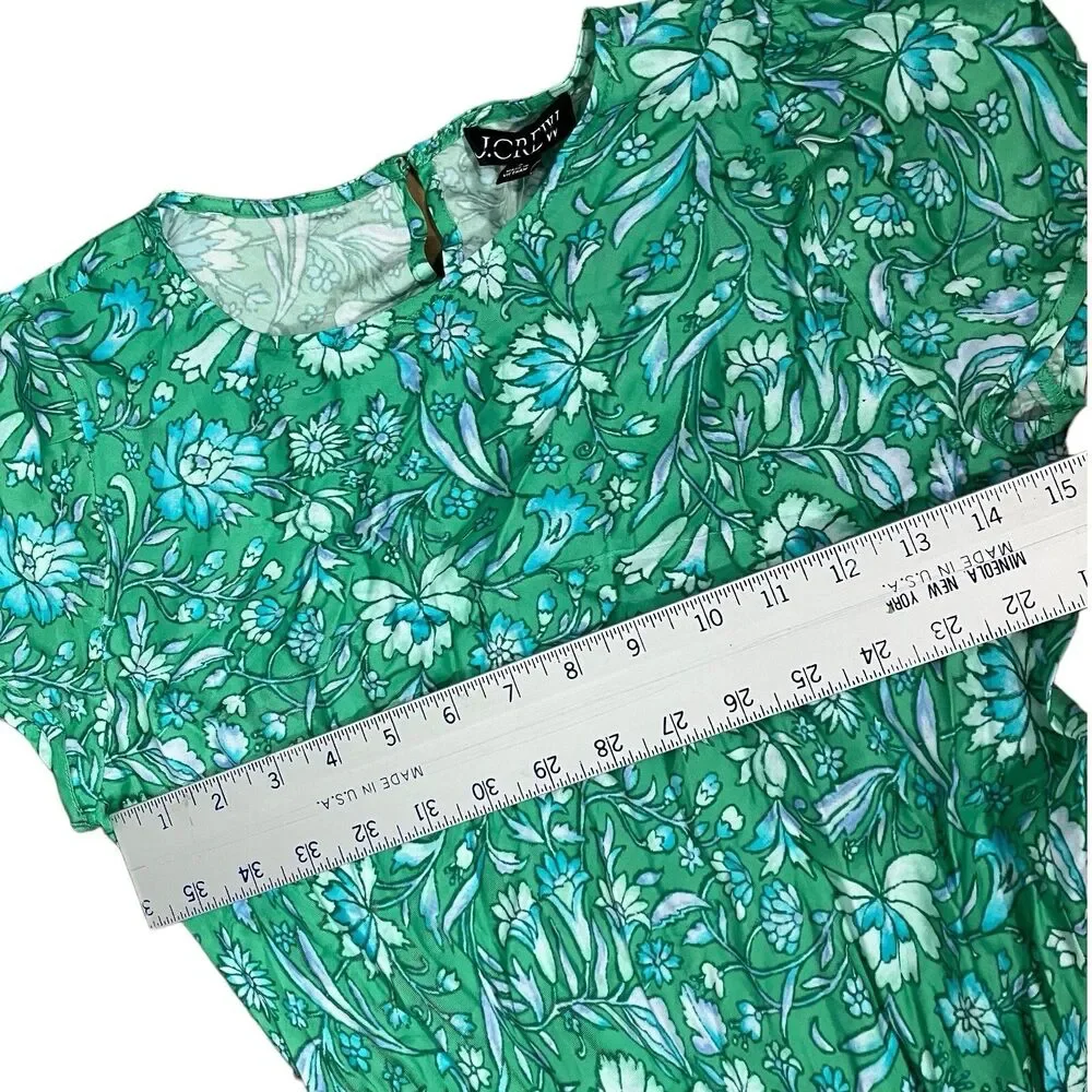 JCrew Gwyneth Dress Womens 0 Green Floral Marigold Bloom Lightweight Midi Spring
